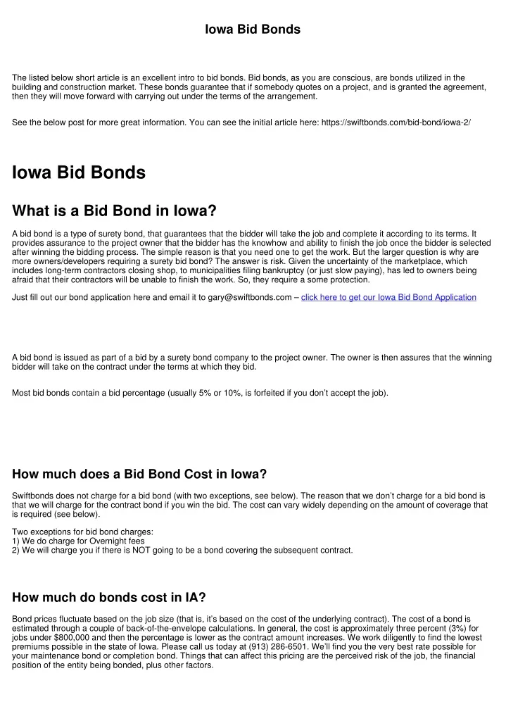 iowa bid bonds