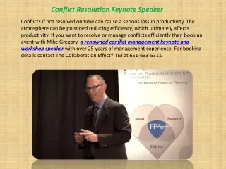 Conflict Resolution Keynote Speaker