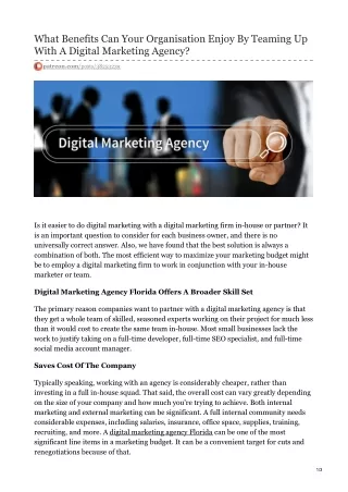 What Benefits Can Your Organisation Enjoy By Teaming Up With A Digital Marketing Agency?