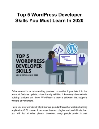 top 5 wordpress developer skills you must learn