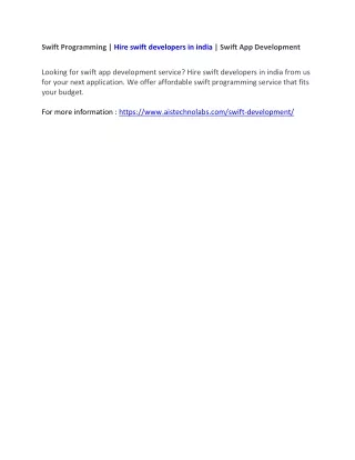 swift programming hire swift developers in india