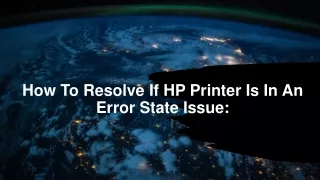 How To Resolve If HP Printer Is In Error State