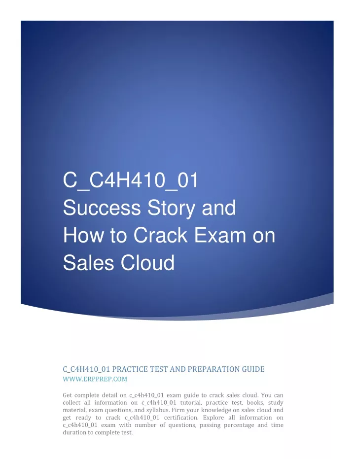 c c4h410 01 success story and how to crack exam
