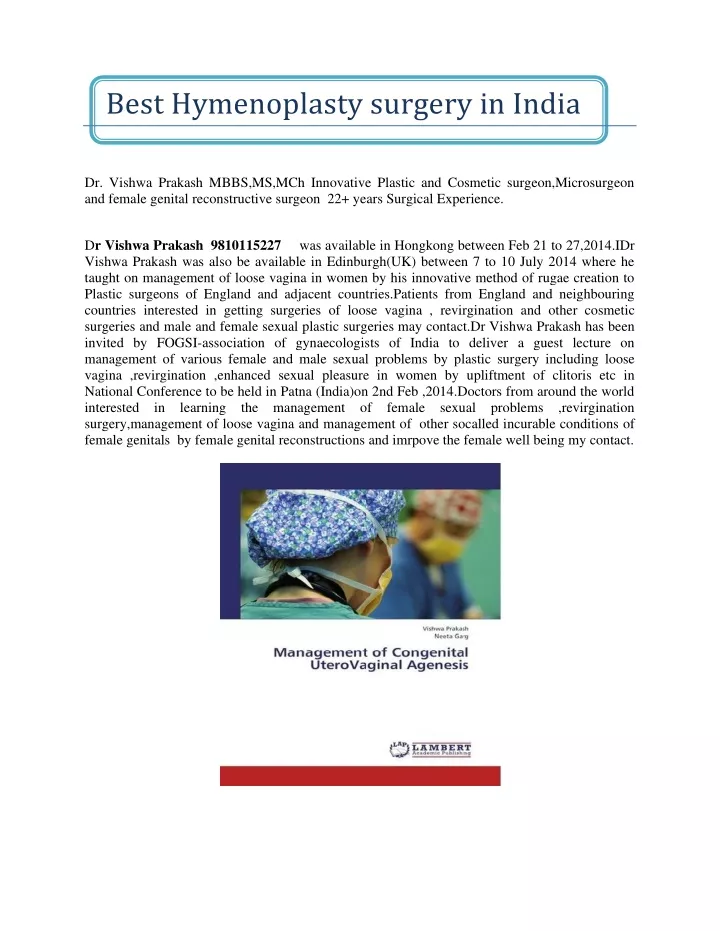 best hymenoplasty surgery in india