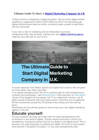 Ultimate Guide To Start A Digital Marketing Company In UK