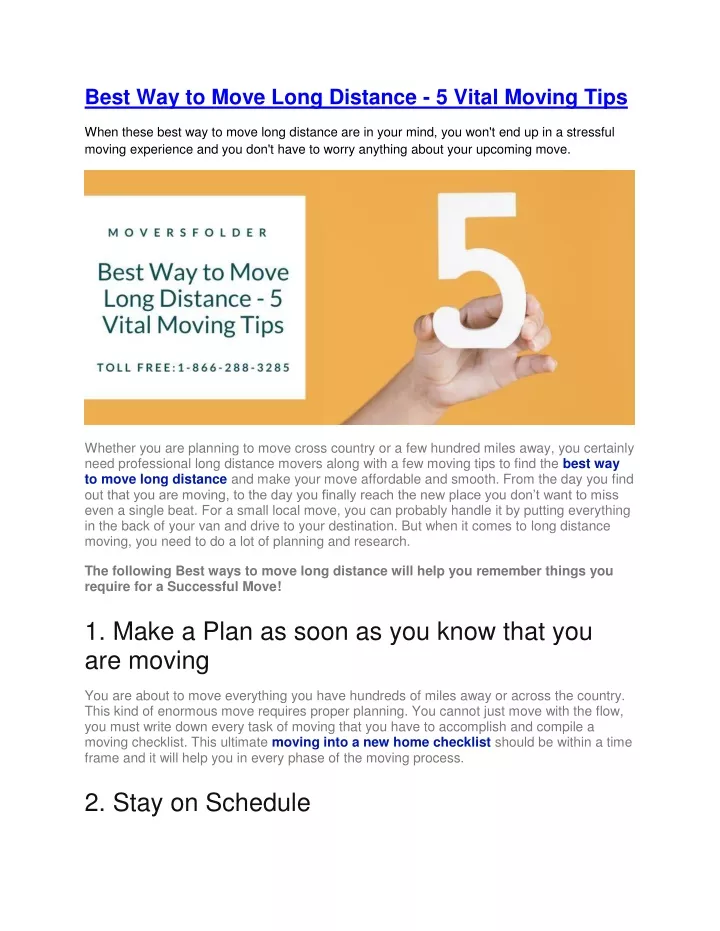 best way to move long distance 5 vital moving tips