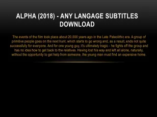 Alpha (2018) - Any Langage Subtitles Download