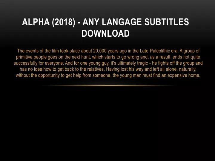 alpha 2018 any langage subtitles download