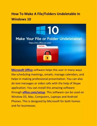 how to make a file folders undeletable in windows