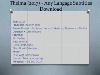 Thelma (2017) - Any Langage Subtitles Download