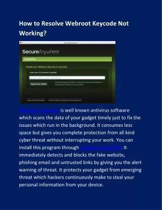how to resolve webroot keycode not working