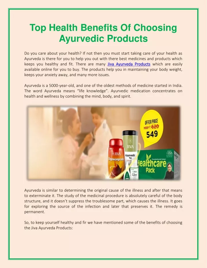 top health benefits of choosing ayurvedic products