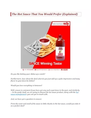the hot sauce that you would prefer explained