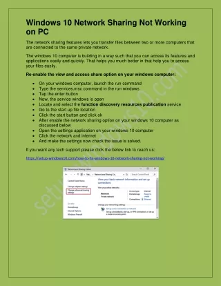 windows 10 network sharing not working on pc