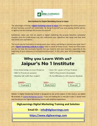 best institute for digital marketing course