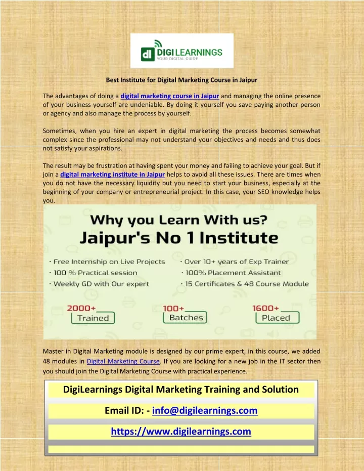 best institute for digital marketing course