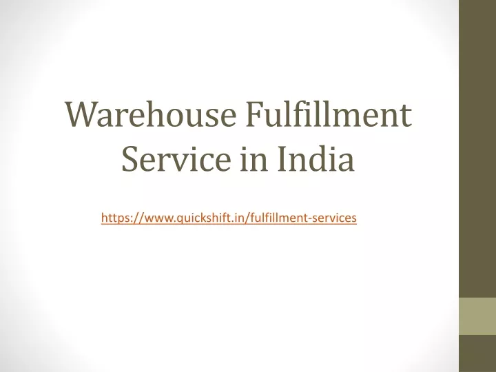 warehouse fulfillment service in india