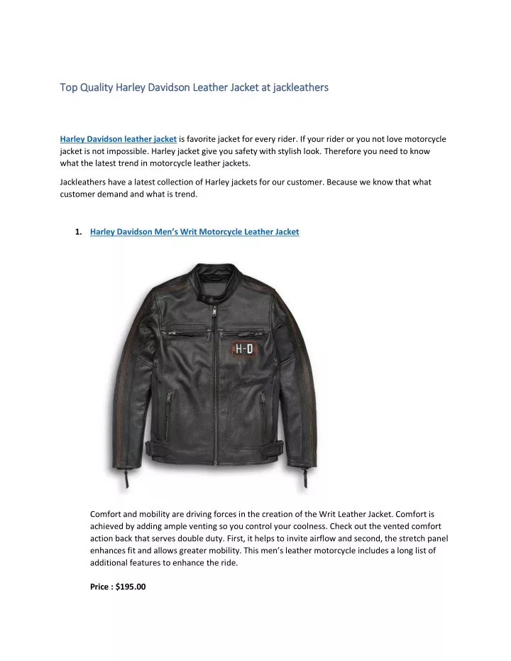 top quality harley davidson leather jacket