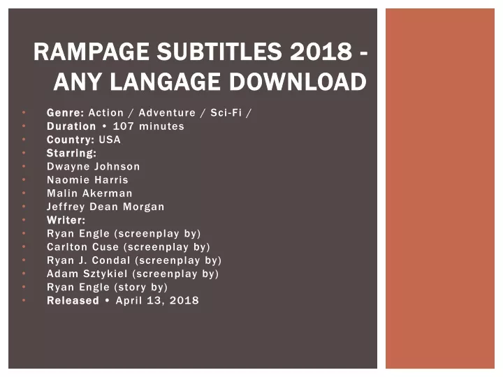 rampage subtitles 2018 any langage download