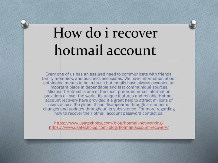 h ow do i recover hotmail account