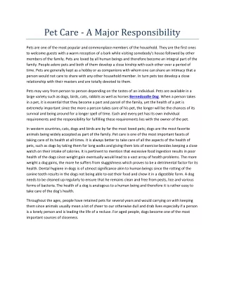 pet care a major responsibility