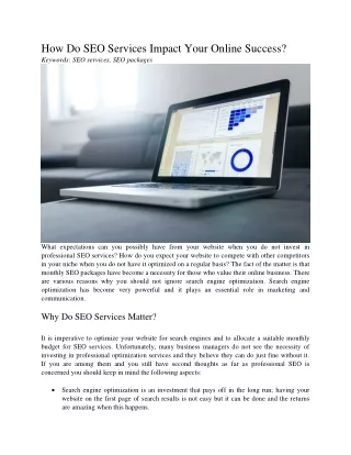 how do seo services impact your online success