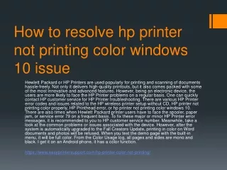 why my hp printer not print color correctly