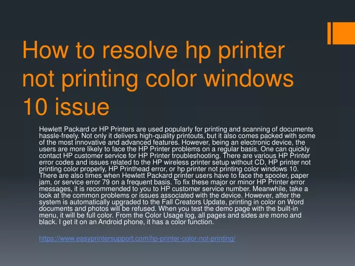 how to resolve hp printer not printing color windows 10 issue