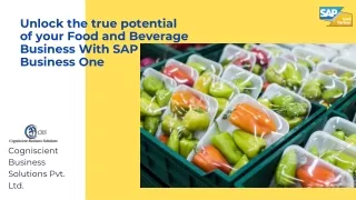 SAP Business One ERP for Food and Beverages Industry