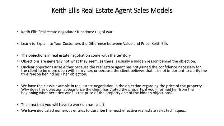 keith ellis real estate agent sales models keith