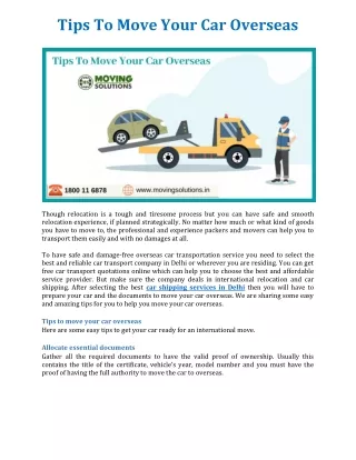 tips to move your car overseas