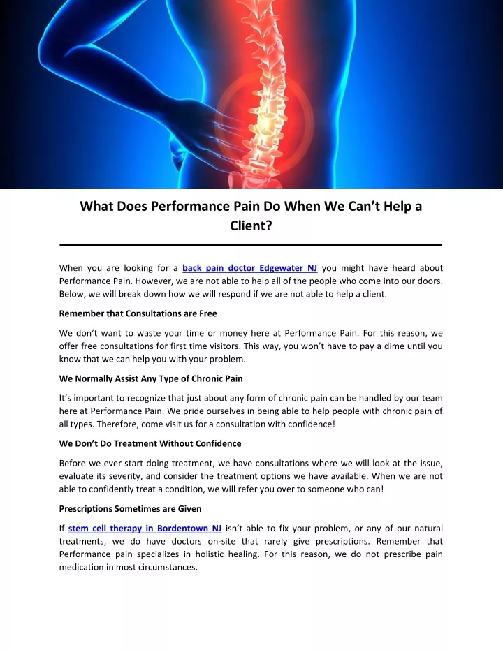what does performance pain do when we can t help