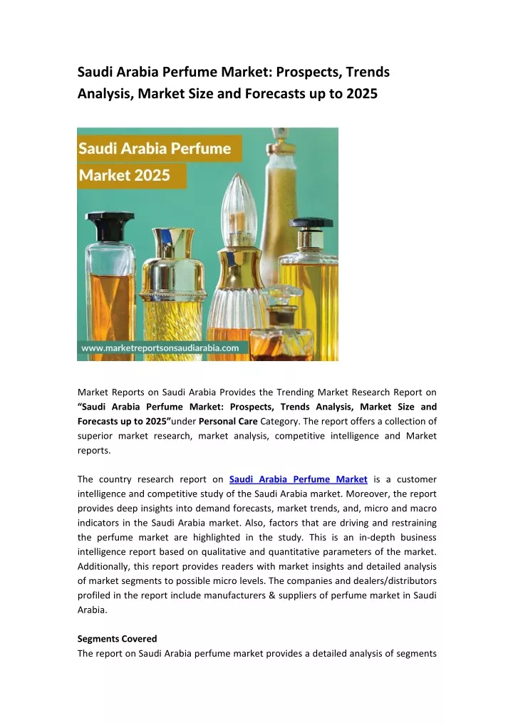 saudi arabia perfume market prospects trends