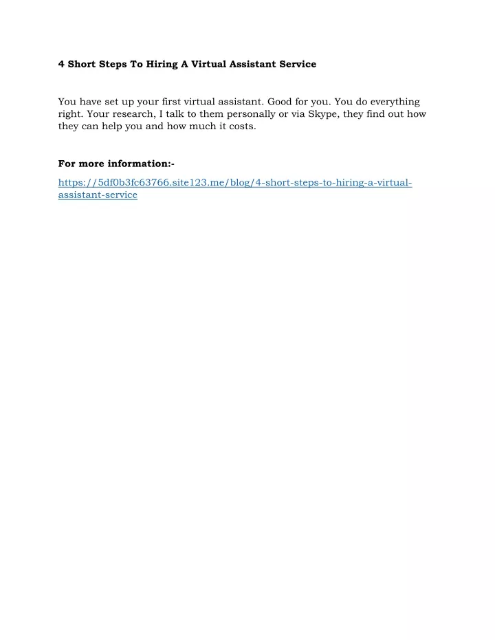 4 short steps to hiring a virtual assistant