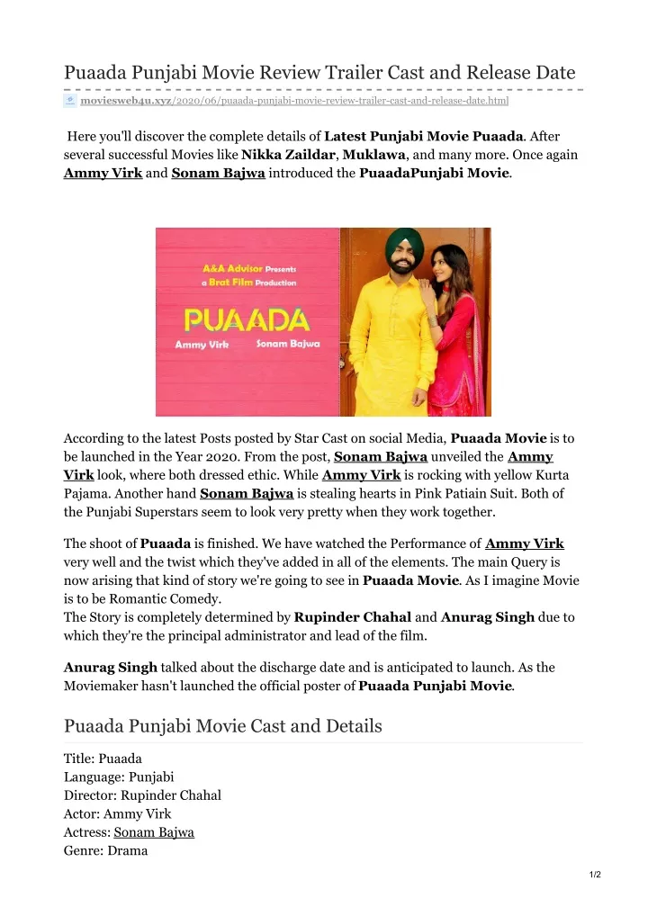 puaada punjabi movie review trailer cast