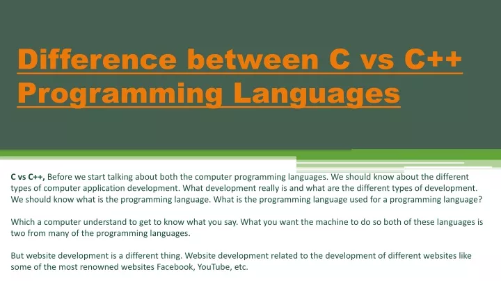 difference between c vs c programming languages