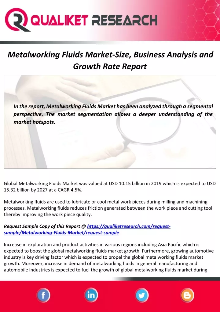 metalworking fluids market size business analysis