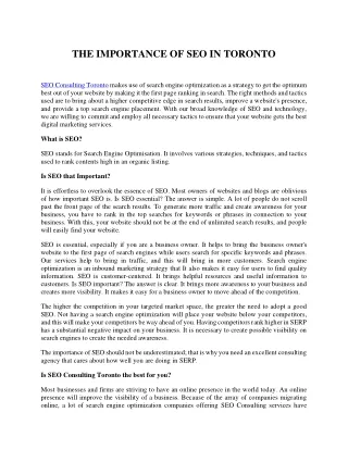 the importance of seo in toronto