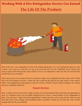 Working With A Fire Extinguisher Service Can Extend The Life Of The Products