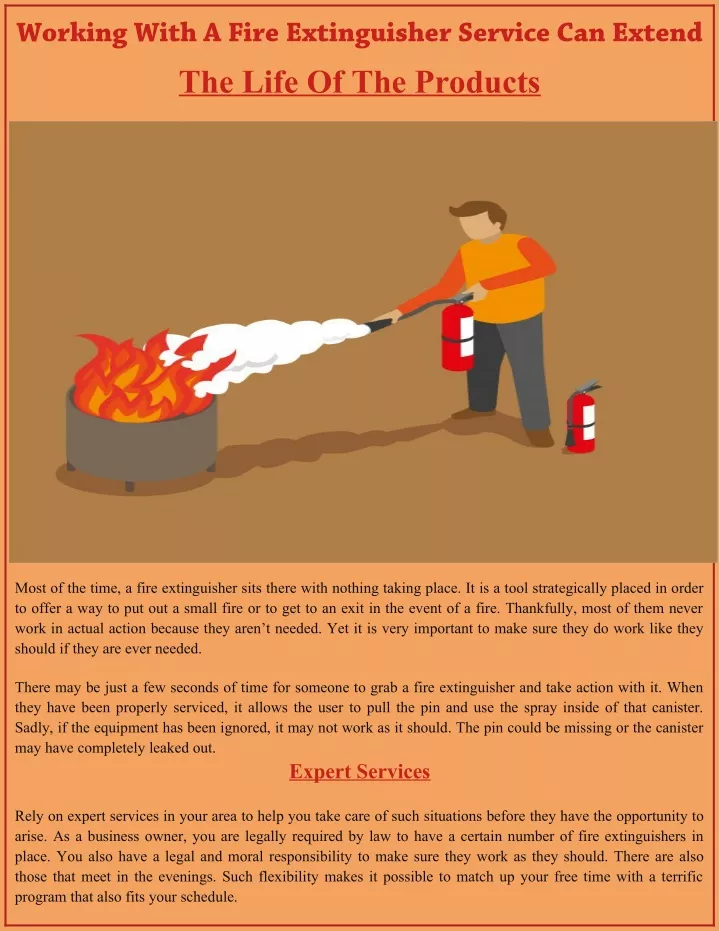 working with a fire extinguisher service