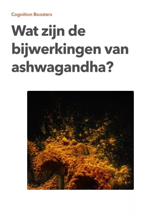 cognition boosters wat zijn de bijwerkingen