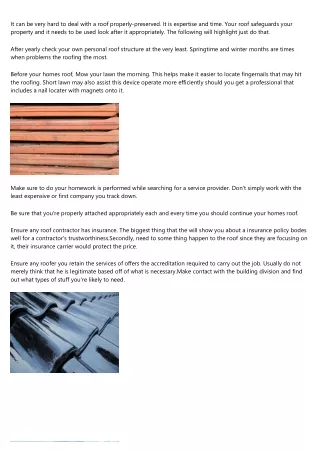 it can be very hard to deal with a roof properly