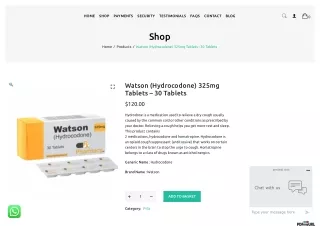 Online Watson Hydrocodone 325mg Tablets - 30 Tablets Pack