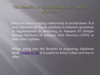 the benefits of oracle database aws s3 migration