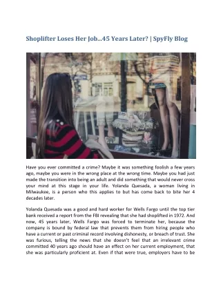 Shoplifter Loses Her Job...45 Years Later  SpyFly Blog