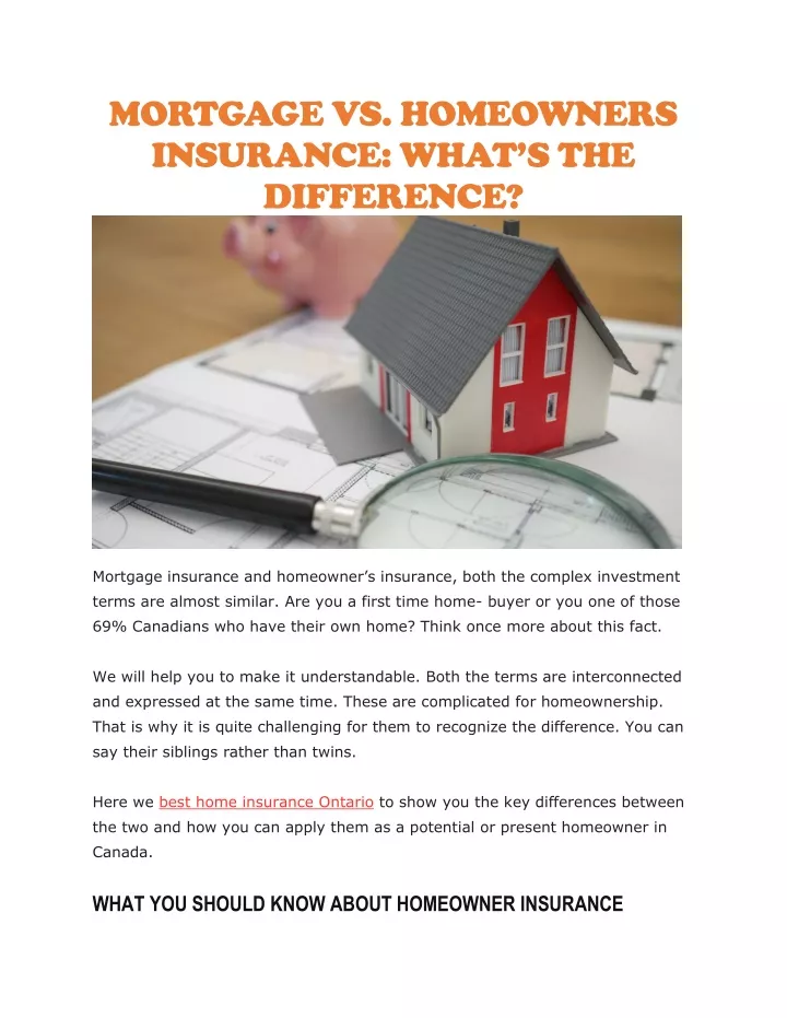 mortgage vs homeowners insurance what