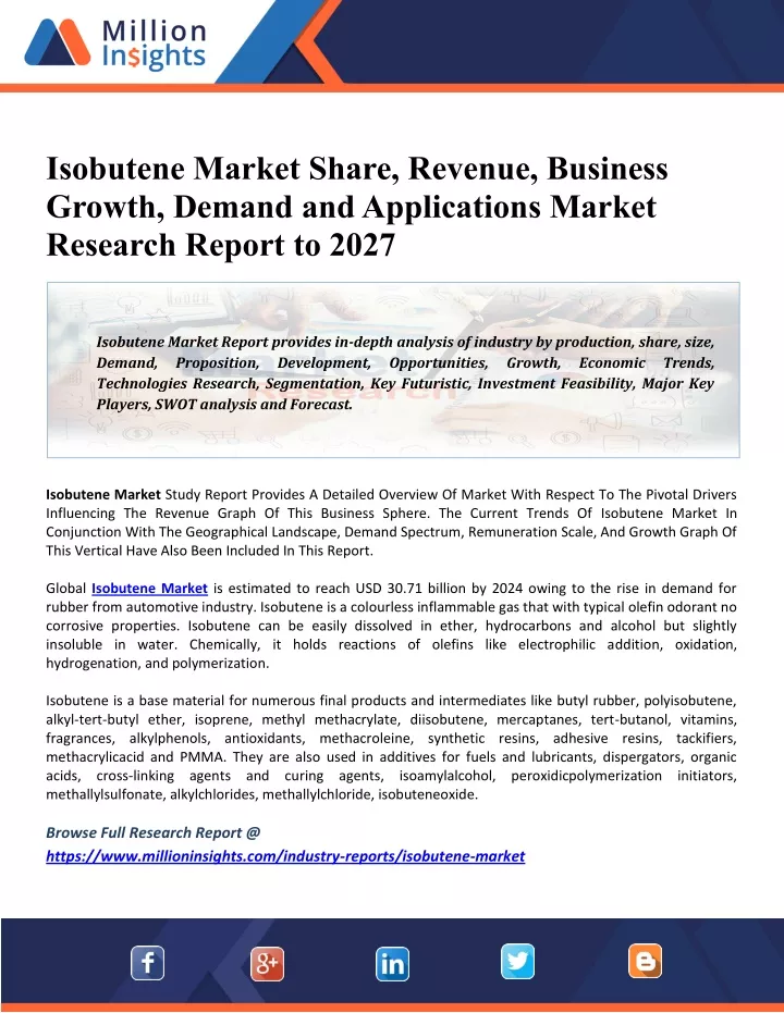 isobutene market share revenue business growth