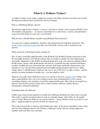 what is a wellness trainer