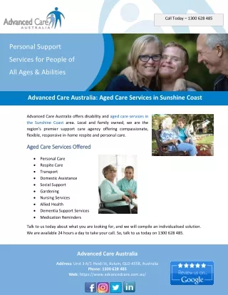 Advanced Care Australia: Aged Care Services in Sunshine Coast