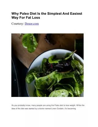 why paleo diet is the simplest and easiest